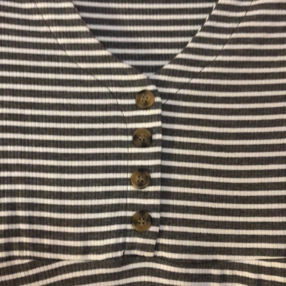 Pink Rose Gray Striped Spring Dress - Picture 3 of 7